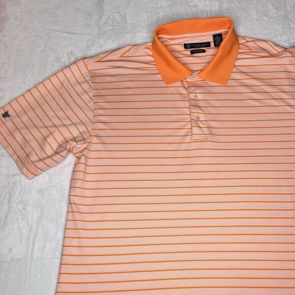 Oxford Golf Sz XL Super Dry COOLMAX Polo Men's Orange White Stripe  0199 - Picture 2 of 13